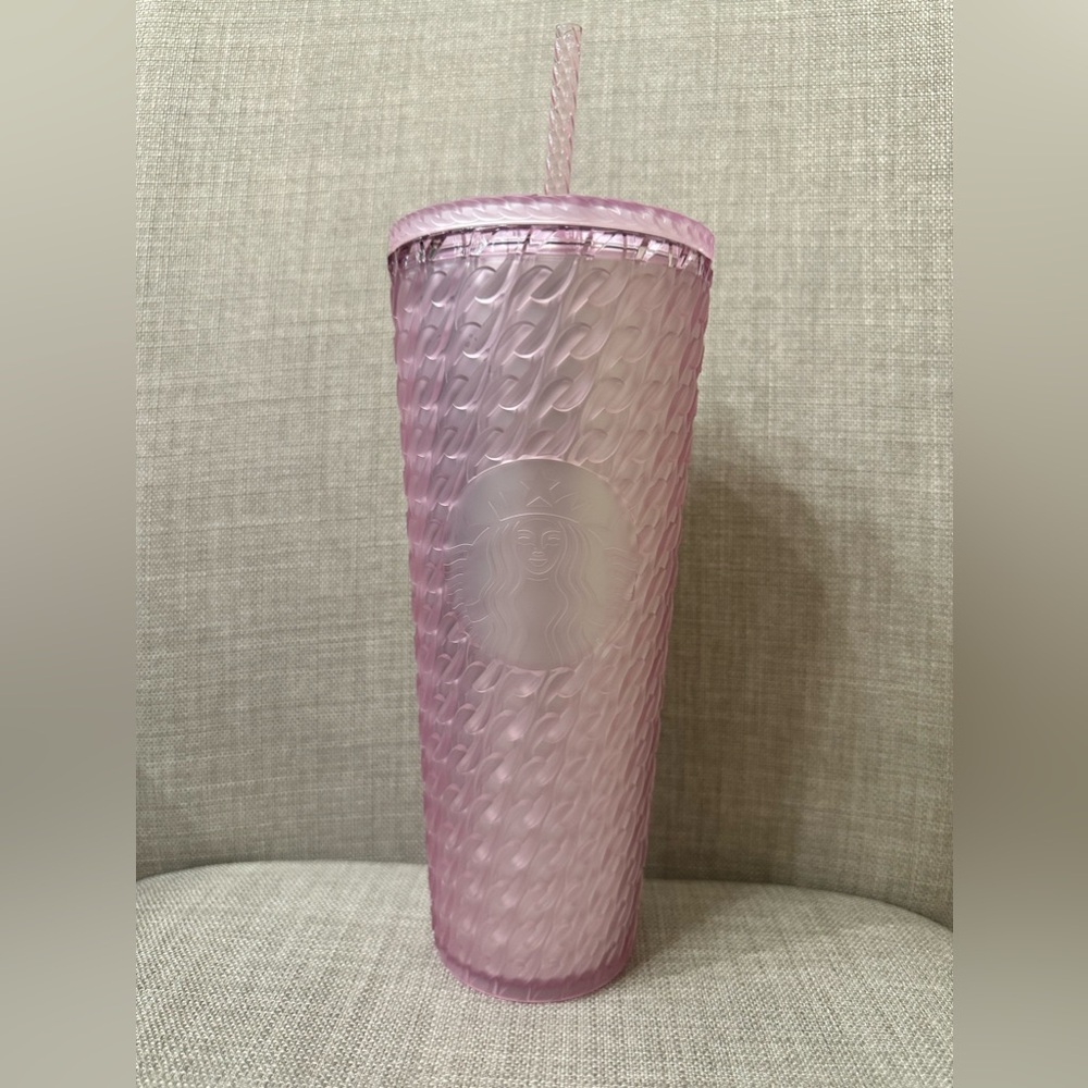 NWT Starbucks Matte Light Pink Chained Venti 24oz Tumbler Cup